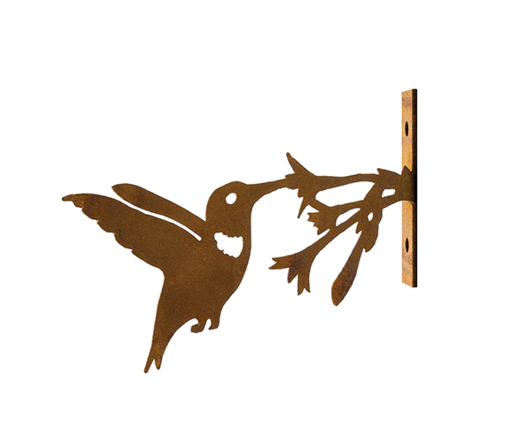 Steel Garden Art Hummingbird with Flower